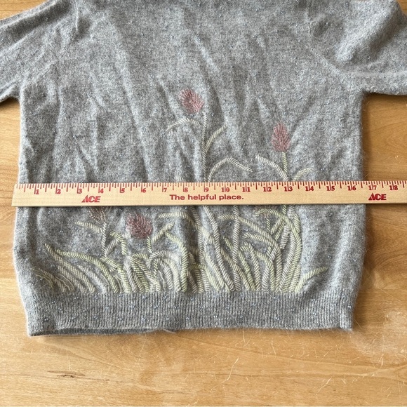 SOLD WHITE + WARREN CARDIGAN S BEADED FLORAL LAMBSWOOL ANGORA RABBIT HAIR - Picture 10 of 13